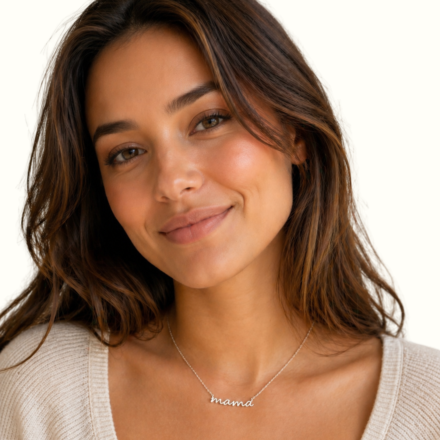Silver Mama Cursive Necklace