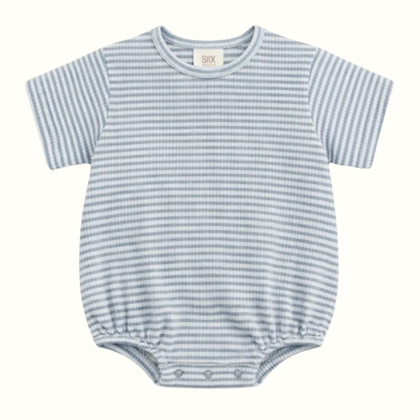 Blue Stripe Ribbed Bubble Romper
