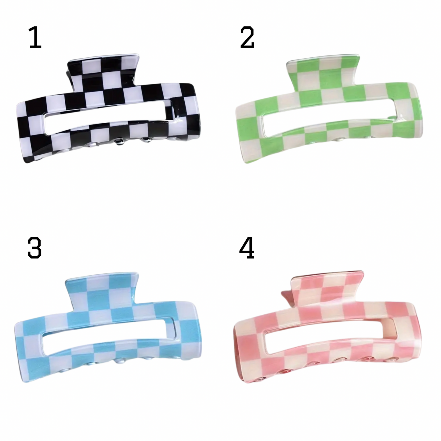 Large Checkered Claw Clips