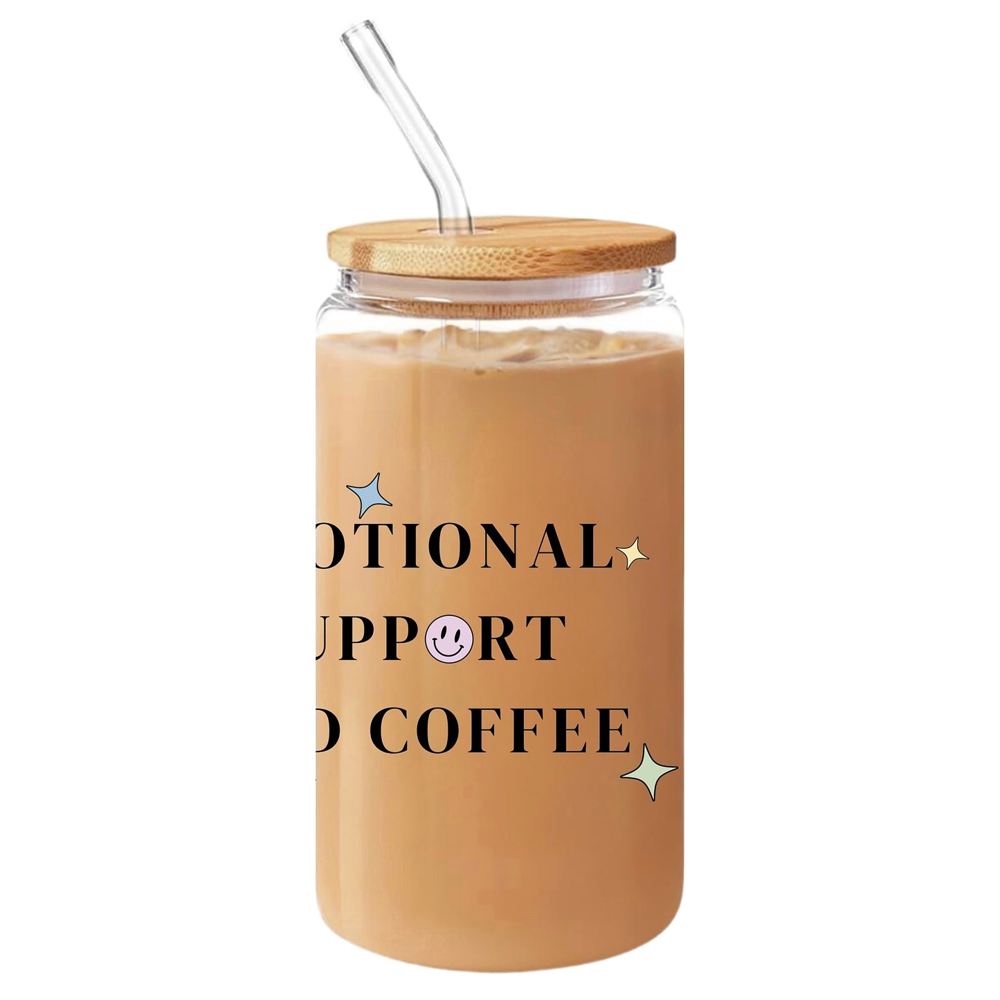 Emotional Support Iced Coffee Glass Cup