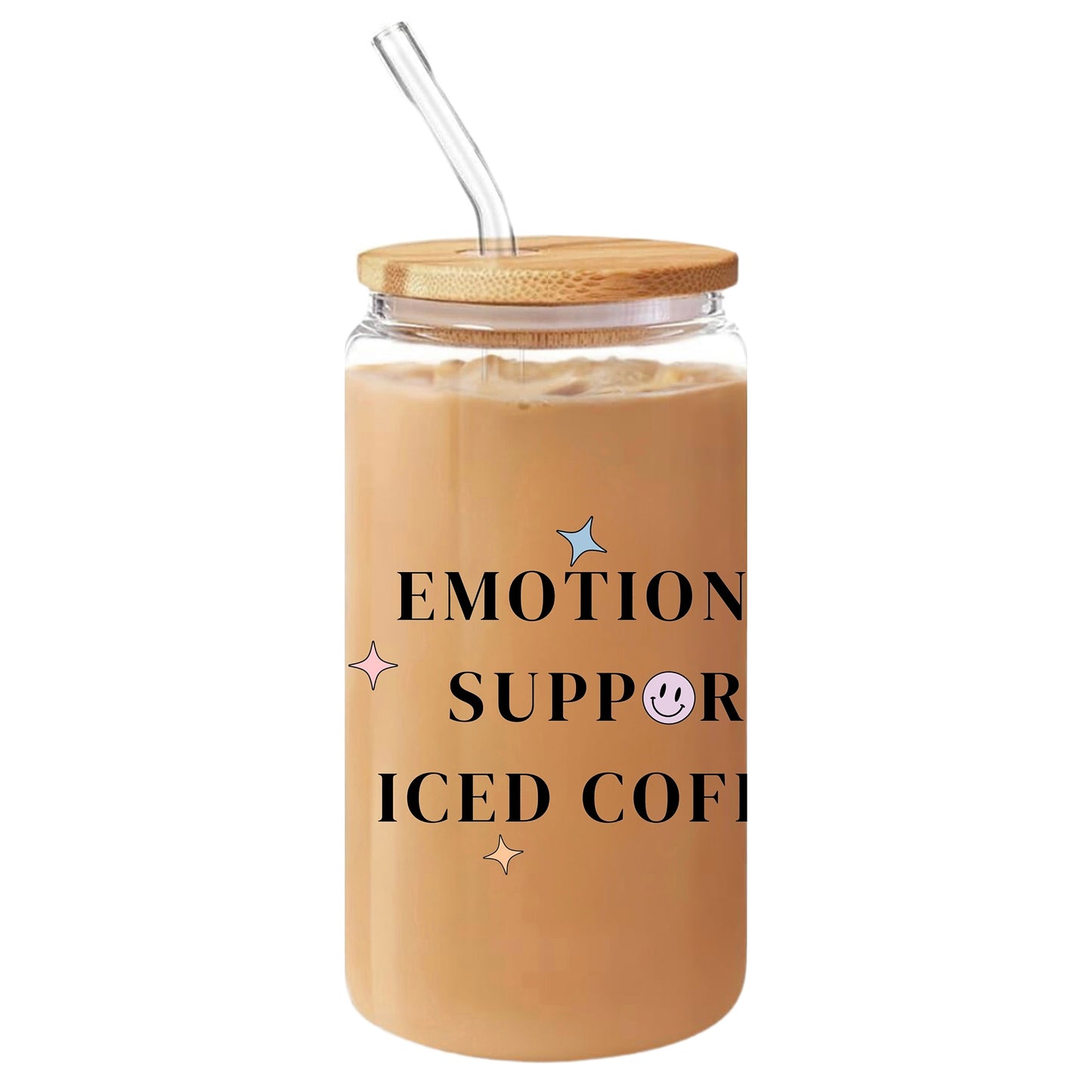 Emotional Support Iced Coffee Glass Cup