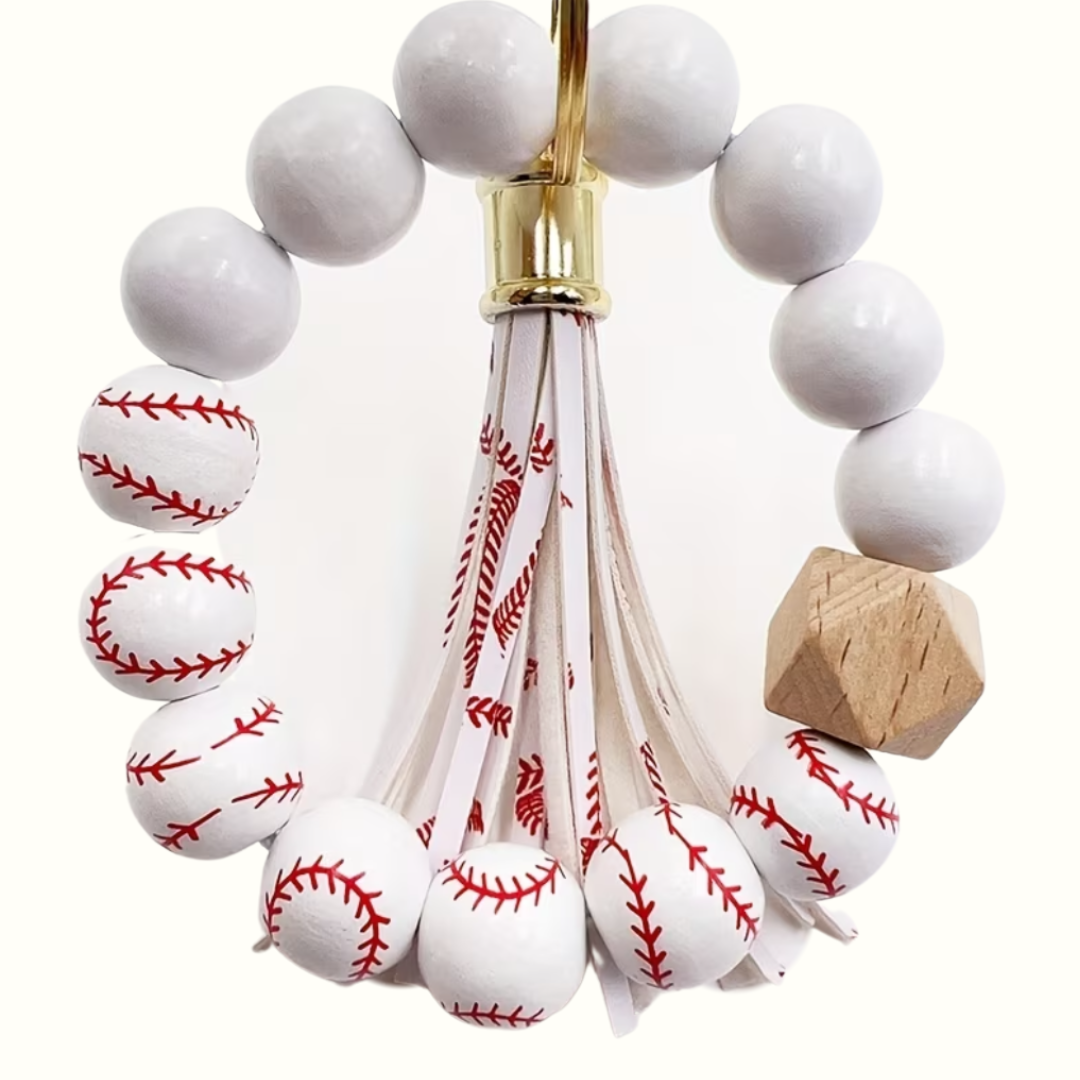 Baseball Wooden Keychain Bracelet