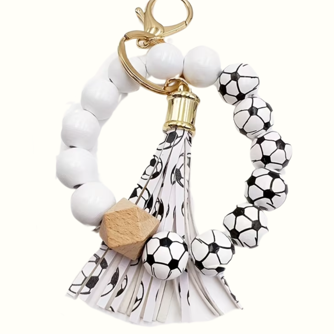 Soccer Wooden Keychain Bracelet