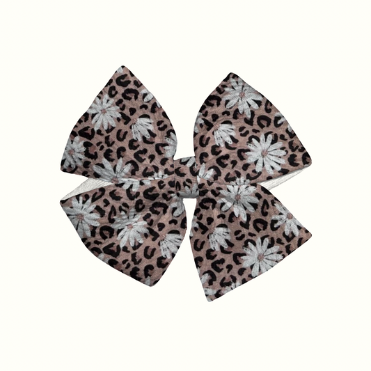 Little Miss Leopard Pinwheel Clip Bow