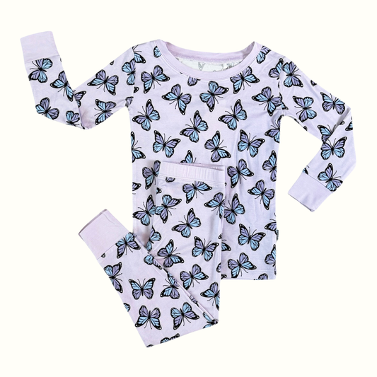 Purple Butterflies Bamboo 2 Piece Set