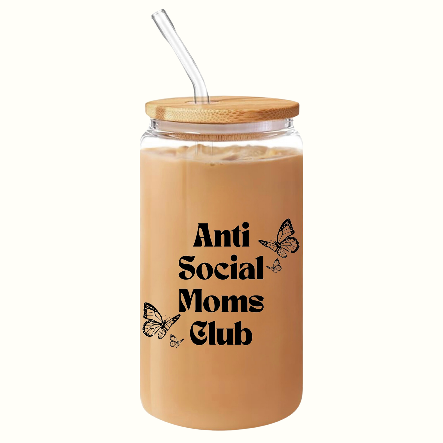 Anti Social Moms Club Glass Cup