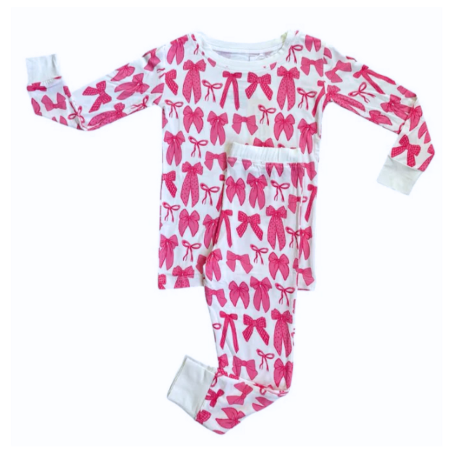 Pretty In Pink Bows Bamboo 2 Piece Set