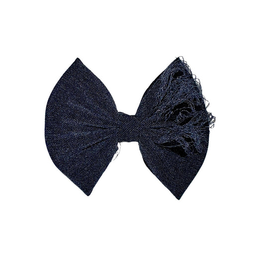 Distressed Charcoal Clip Bow