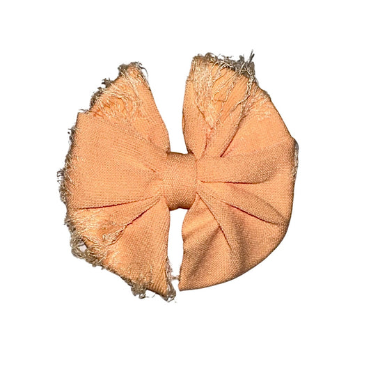 Distressed Apricot Messy Clip Bow