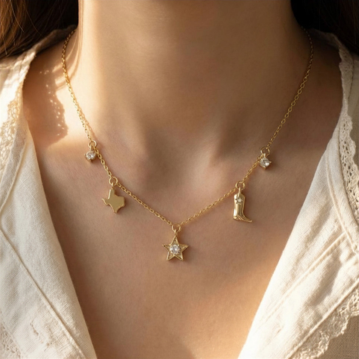 Gold Cowgirl Charm Necklace