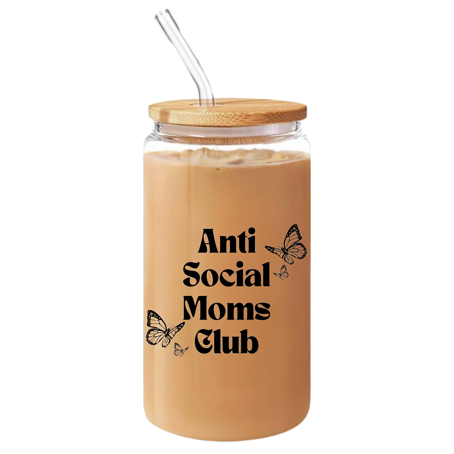 Anti Social Moms Club Glass Cup