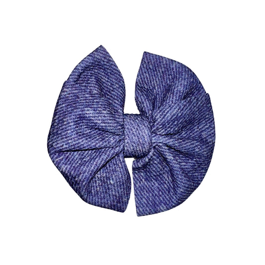 Blue Jean Messy Clip Bow