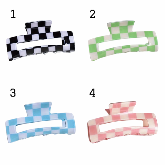 Large Checkered Claw Clips