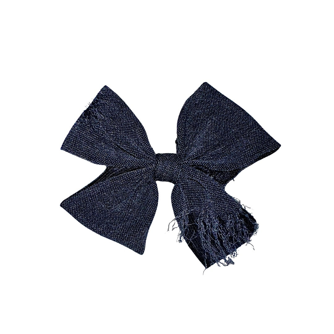 Distressed Charcoal Pinwheel Clip Bow