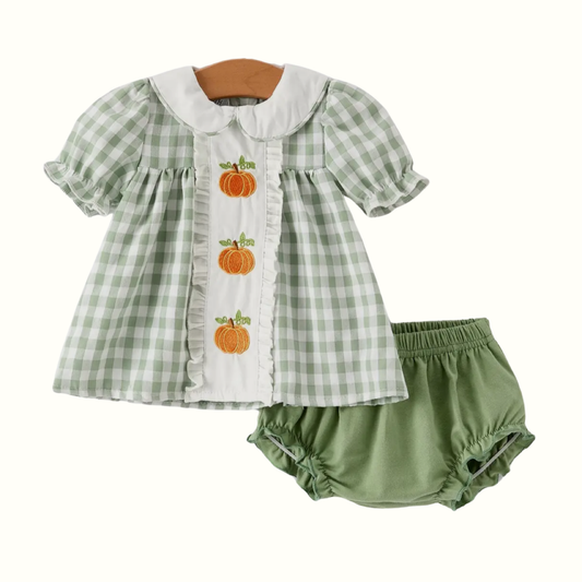 Fall Pumpkins Smocked Dress Set