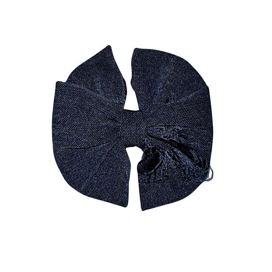 Distressed Charcoal Messy Clip Bow