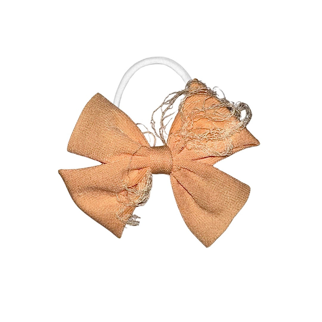 Distressed Apricot Pinwheel Nylon Headband