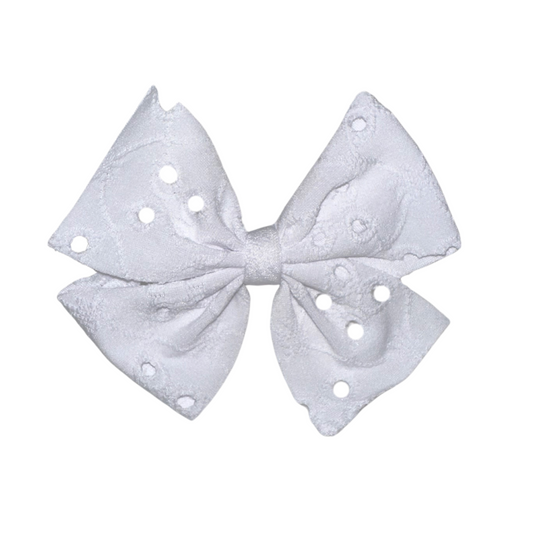 Pearl White Pinwheel Clip Bow