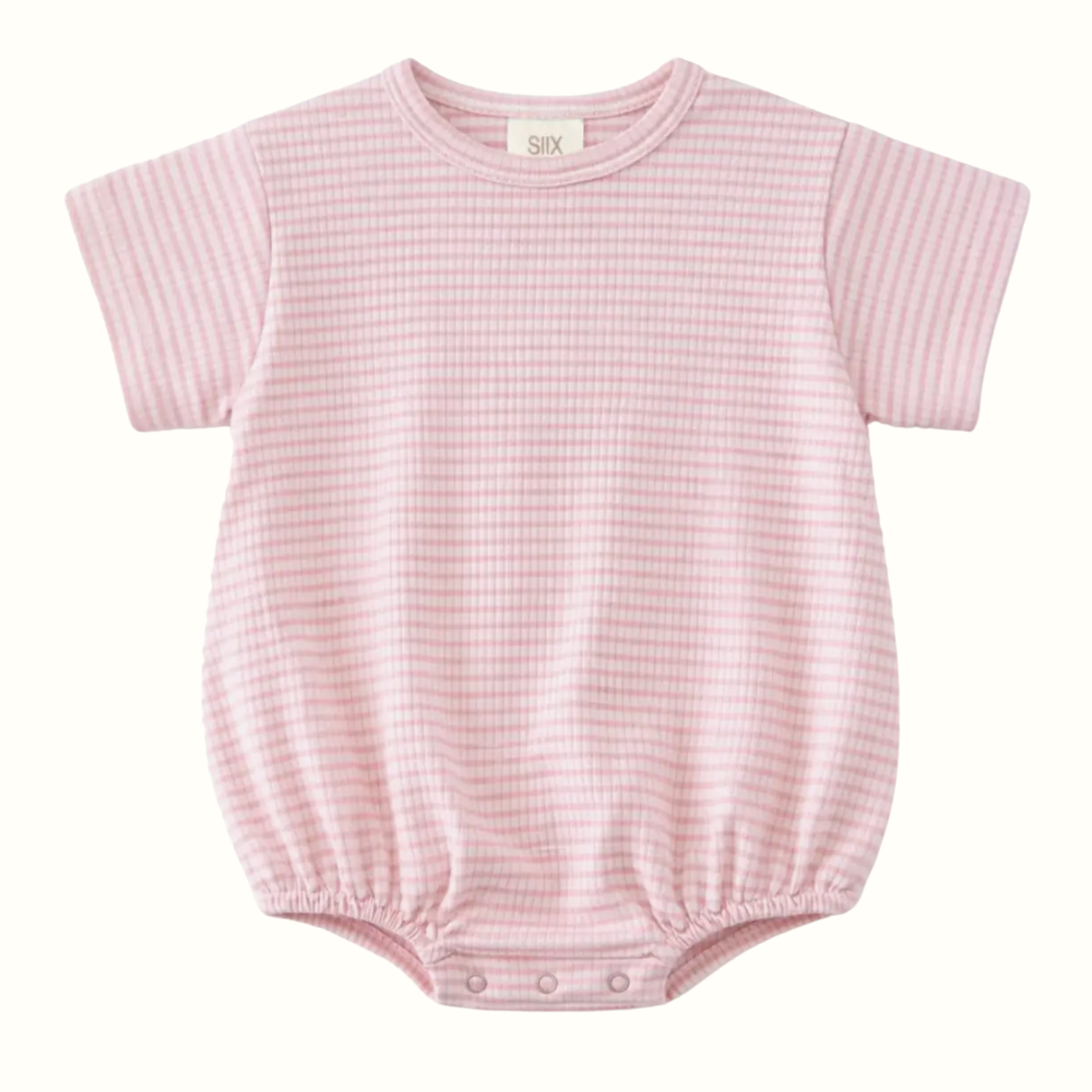 Pink Stripe Ribbed Bubble Romper