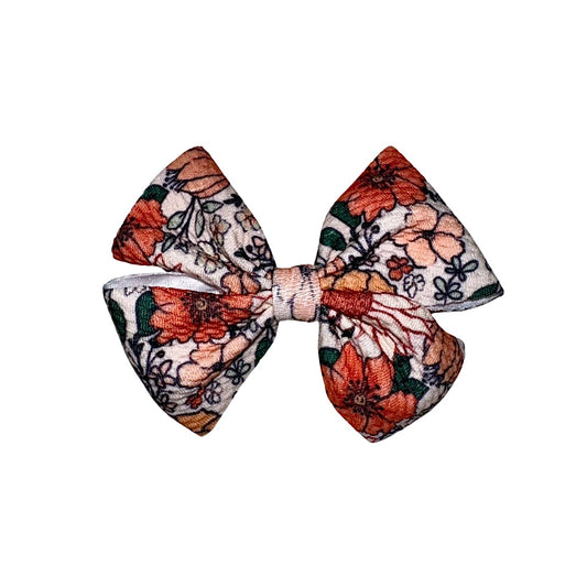 Vintage Floral Pinwheel Clip Bow