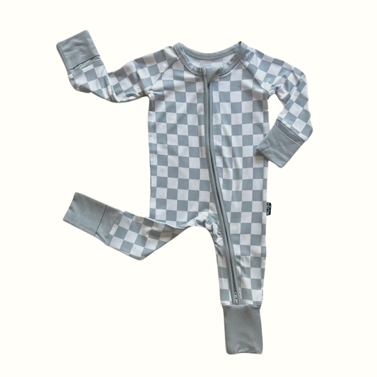 Checkered Stone Bamboo Convertible Romper