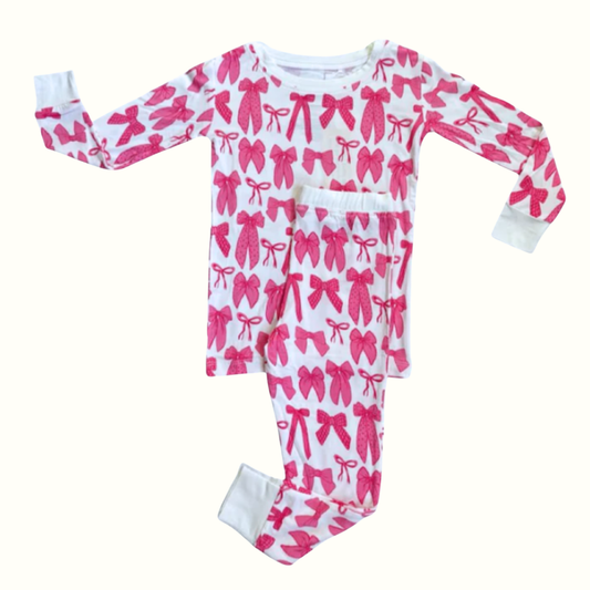 Pretty In Pink Bows Bamboo 2 Piece Set