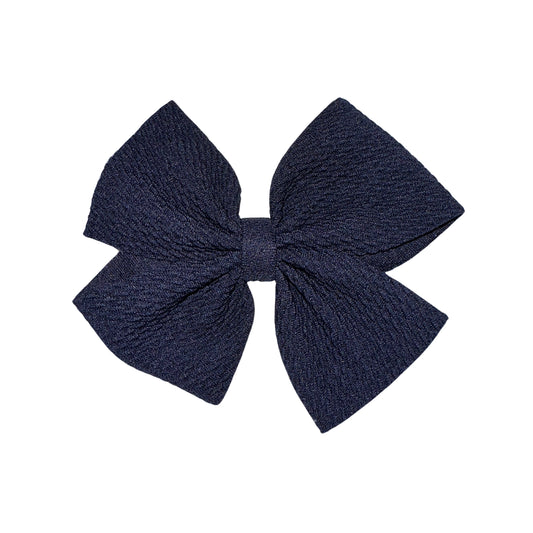 Navy Pinwheel Clip Bow