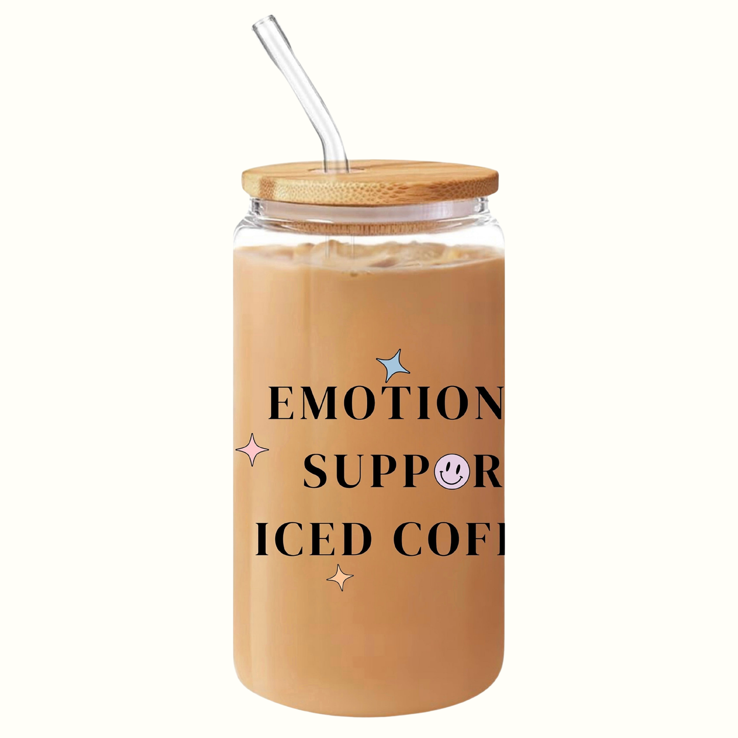 Emotional Support Iced Coffee Glass Cup
