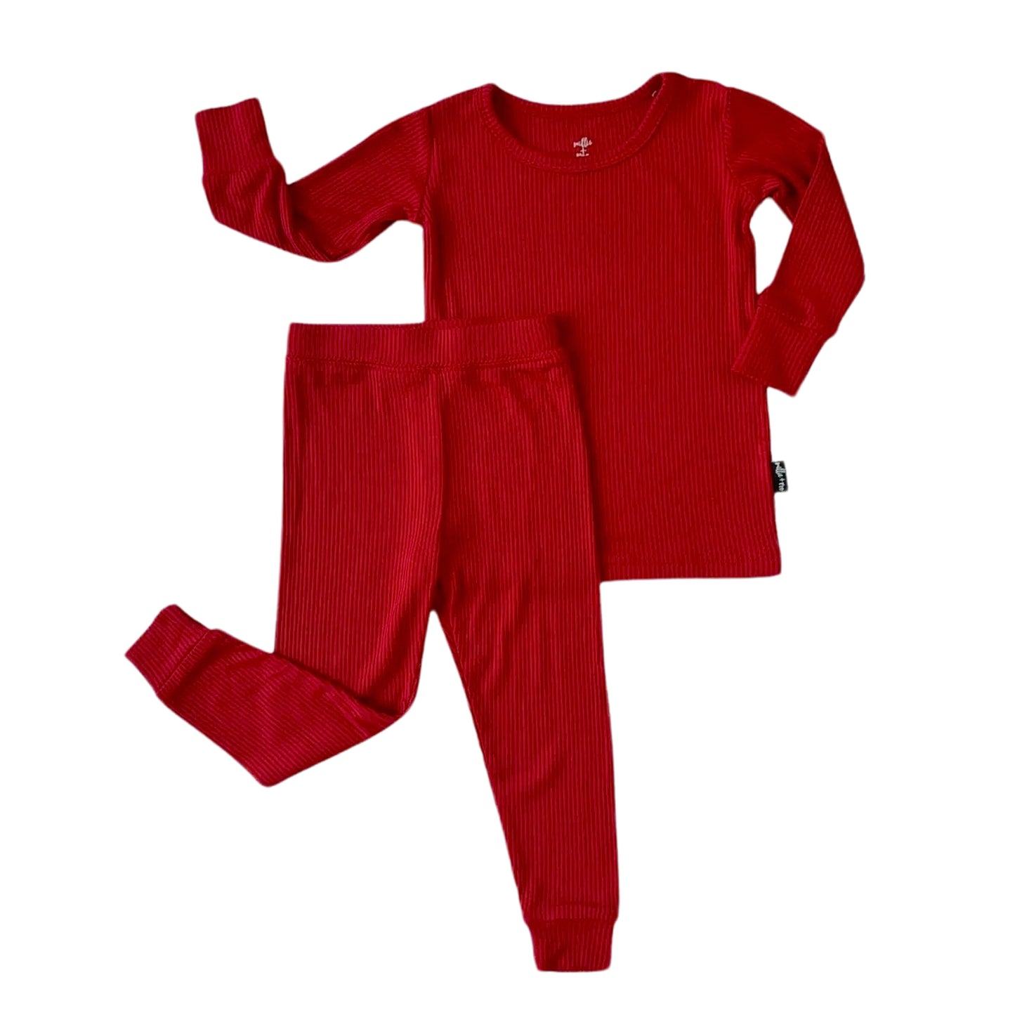 Crimson Red Ribbed Bamboo 2 Piece Set