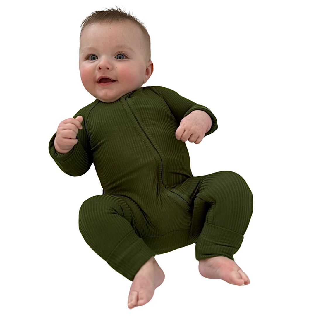 Hunter Green Ribbed Bamboo Convertible Romper