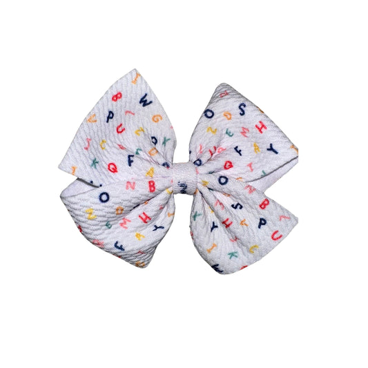 Alphabet Soup Pinwheel Clip Bow