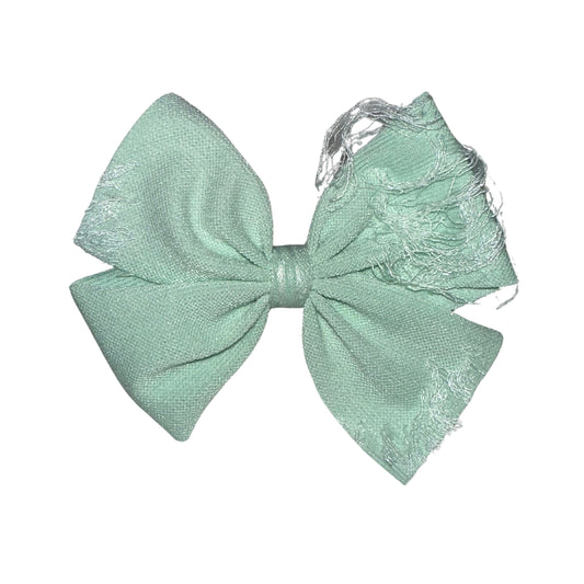 Distressed Mint Pinwheel Clip Bow