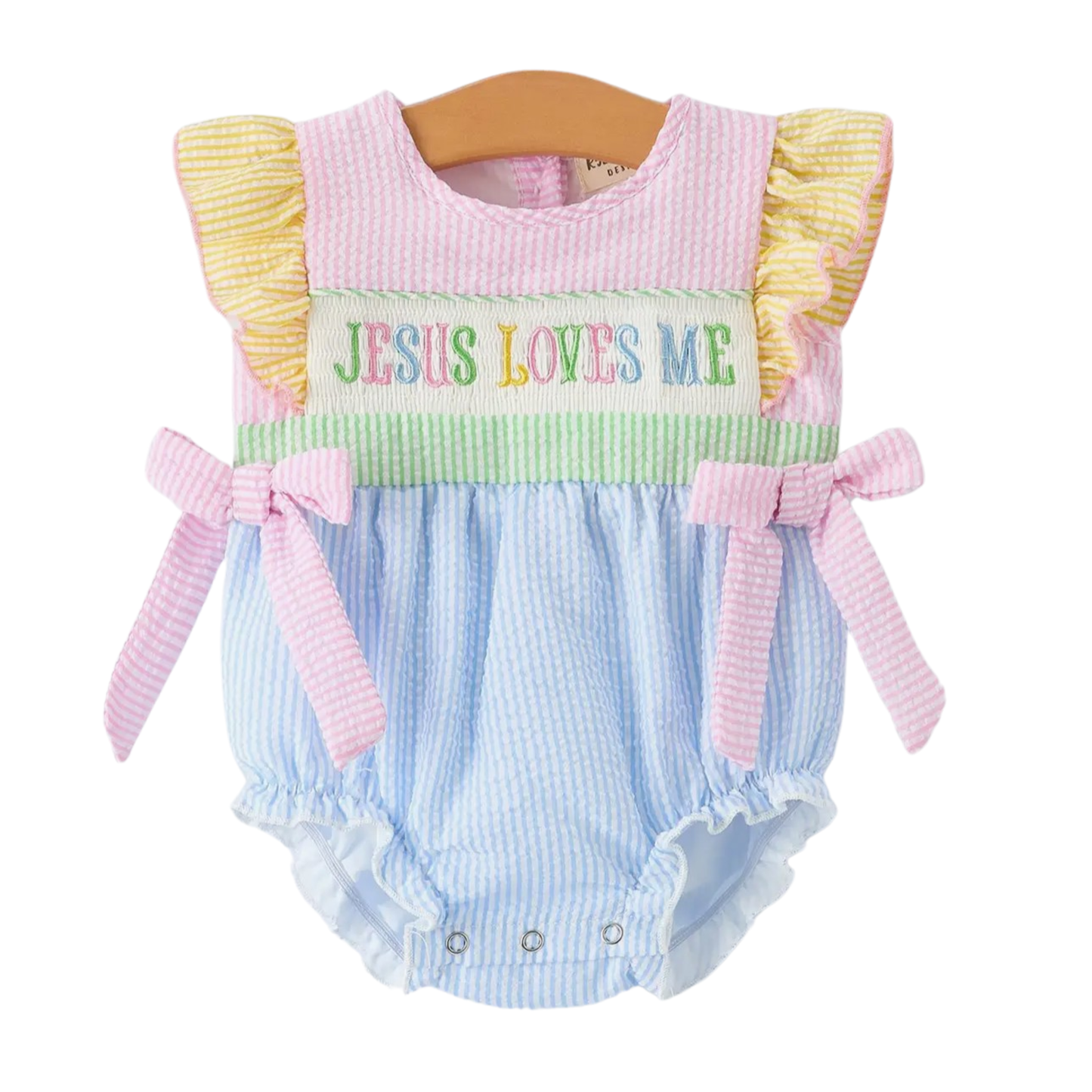 Jesus Loves Me Smocked Romper
