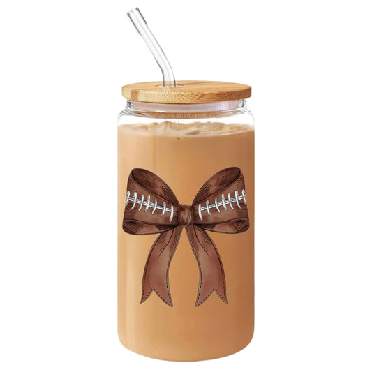 Football Bow Glass Cup