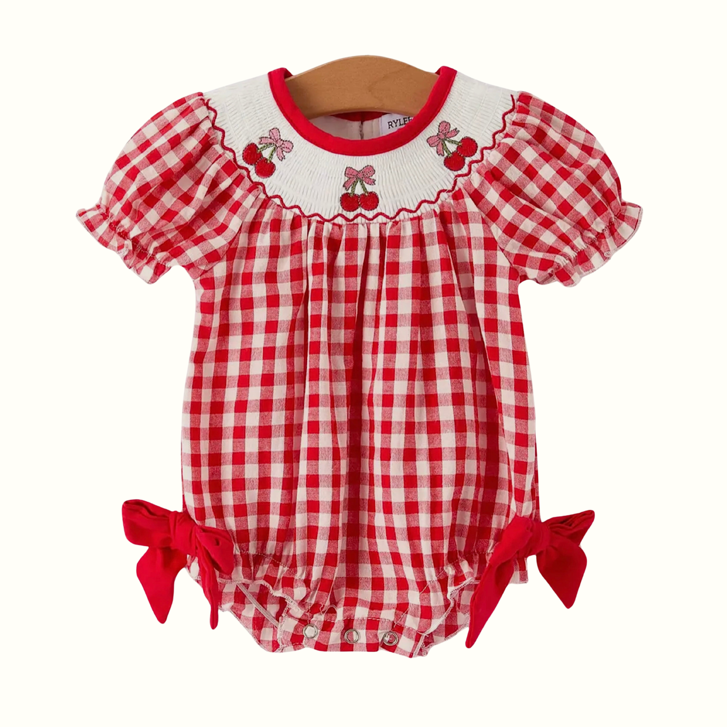 Cherry & Bow Smocked Romper