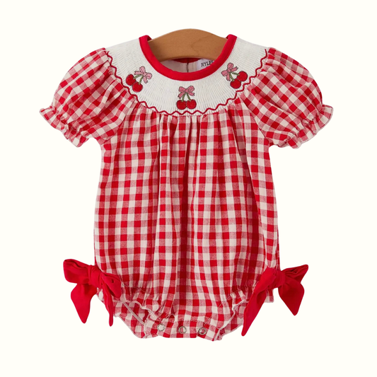 Cherry & Bow Smocked Romper