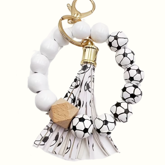 Soccer Wooden Keychain Bracelet